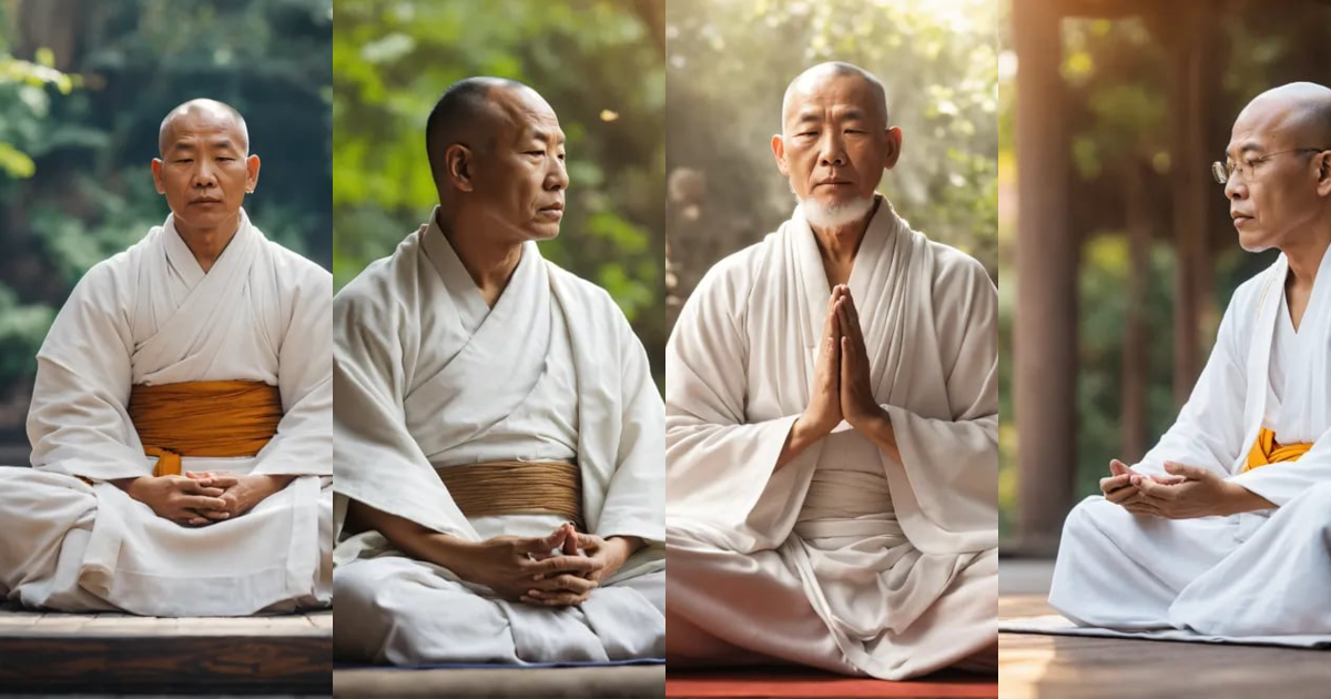 Lexica - Wise monk wearing white clothes sitting in meditation