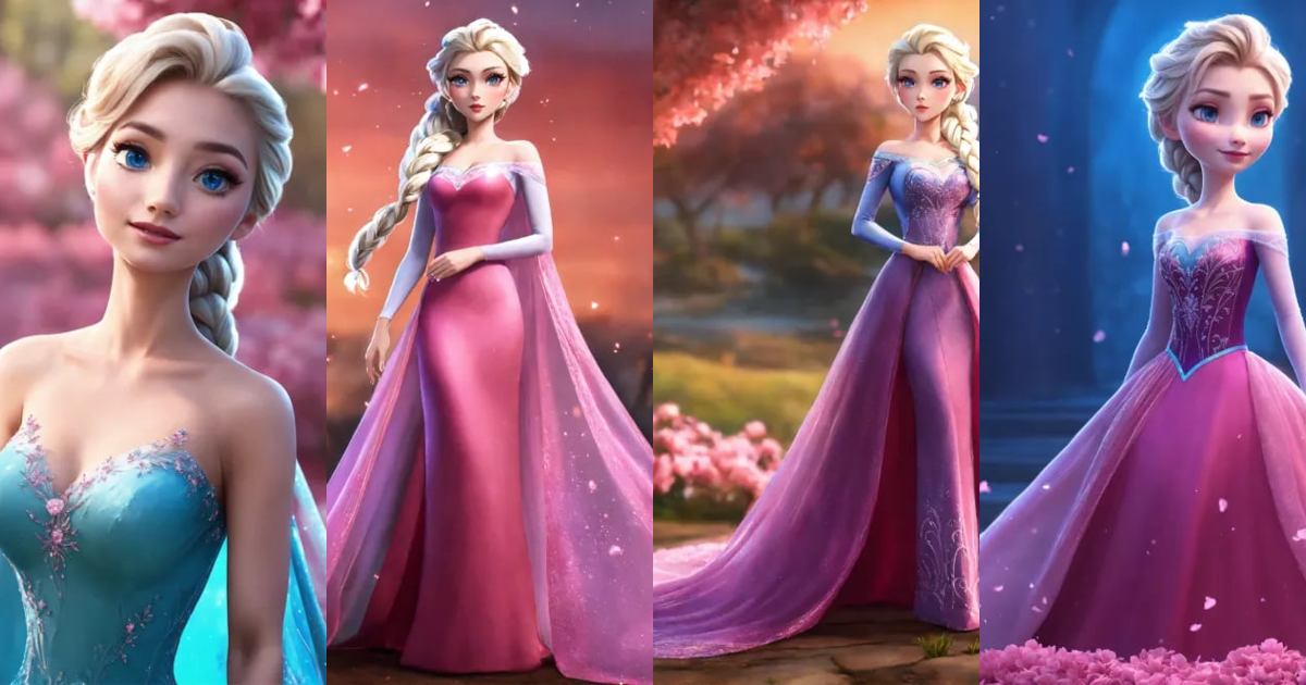 Lexica - Elsa, com vestido rosa, imagem de corpo inteiro 8k realista