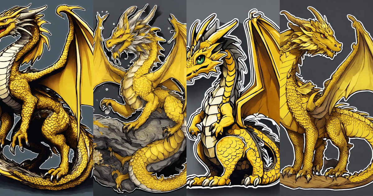Lexica - Sticker, young small yellow dragon with beautiful eyes and ...