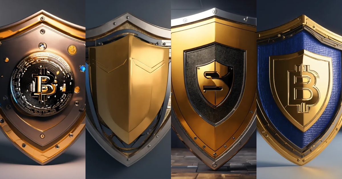 Lexica - 3D rendering of protecting shield with a crypto wallet shield ...
