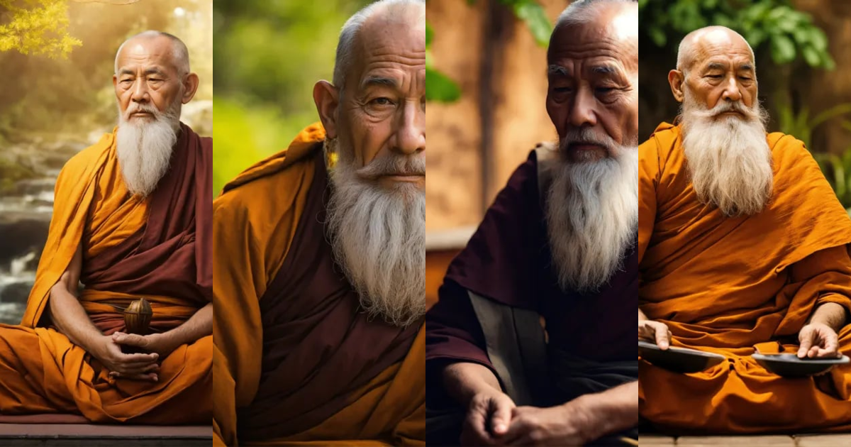 Lexica - Old and wise monk PLEASANT LOOKING with a beard sitting in ...