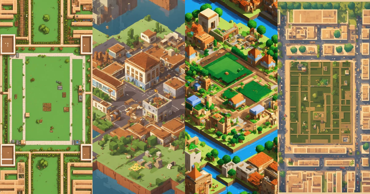 Lexica - Simple blocky pixel image in a 3/4 top-down perspective with ...