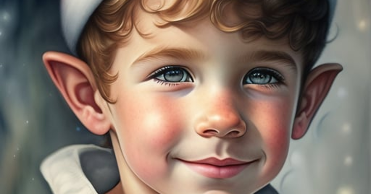 Lexica - Pencil drawing 2ears toddle boy christmas elf, water color ...