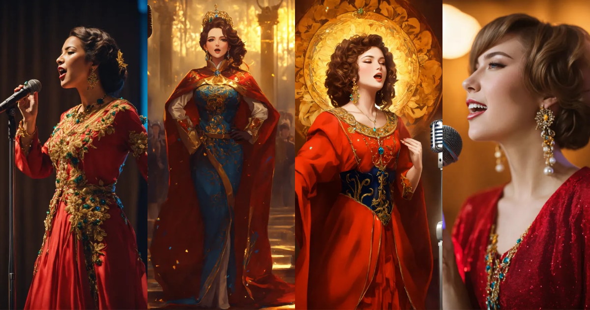 Lexica - A noble woman was singing standing in front of the microphone
