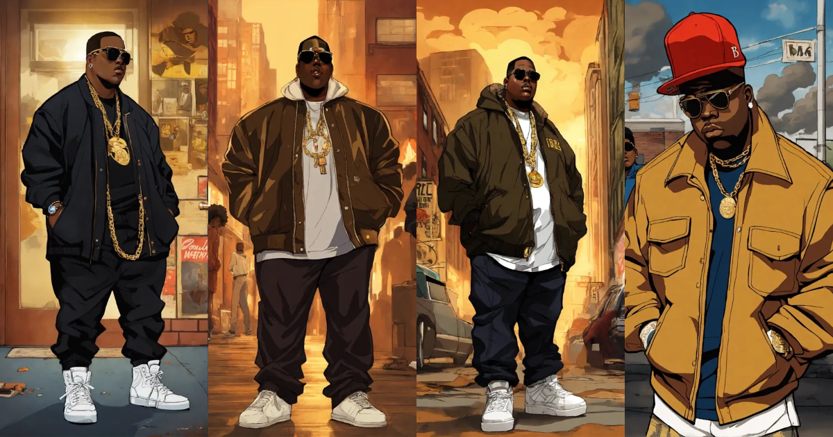 Lexica - Hip hop art style Notorious B.I.G boondocks full body