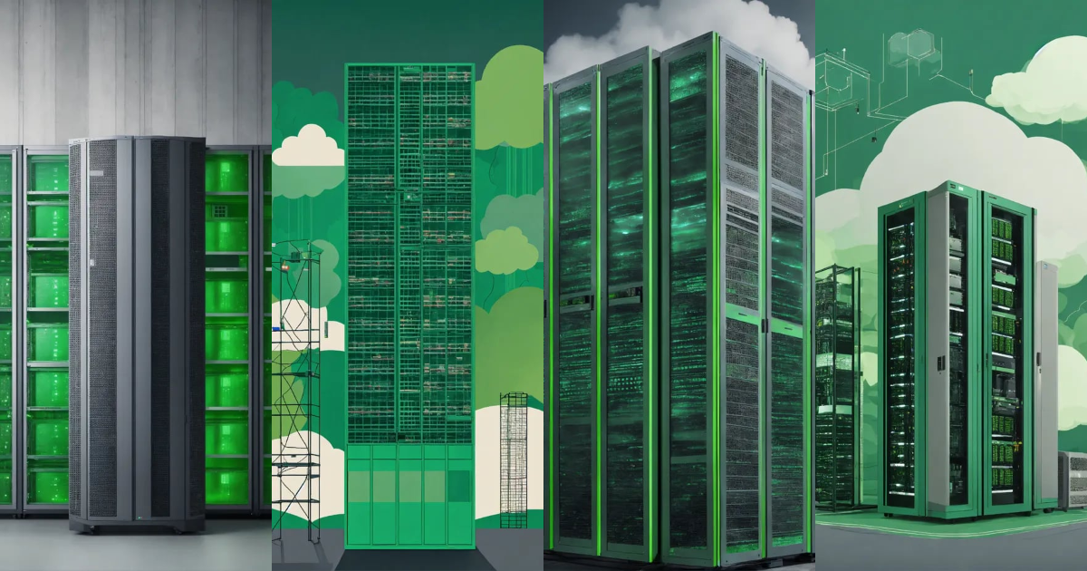 Lexica - IT poster servers network clouds, green grey colour