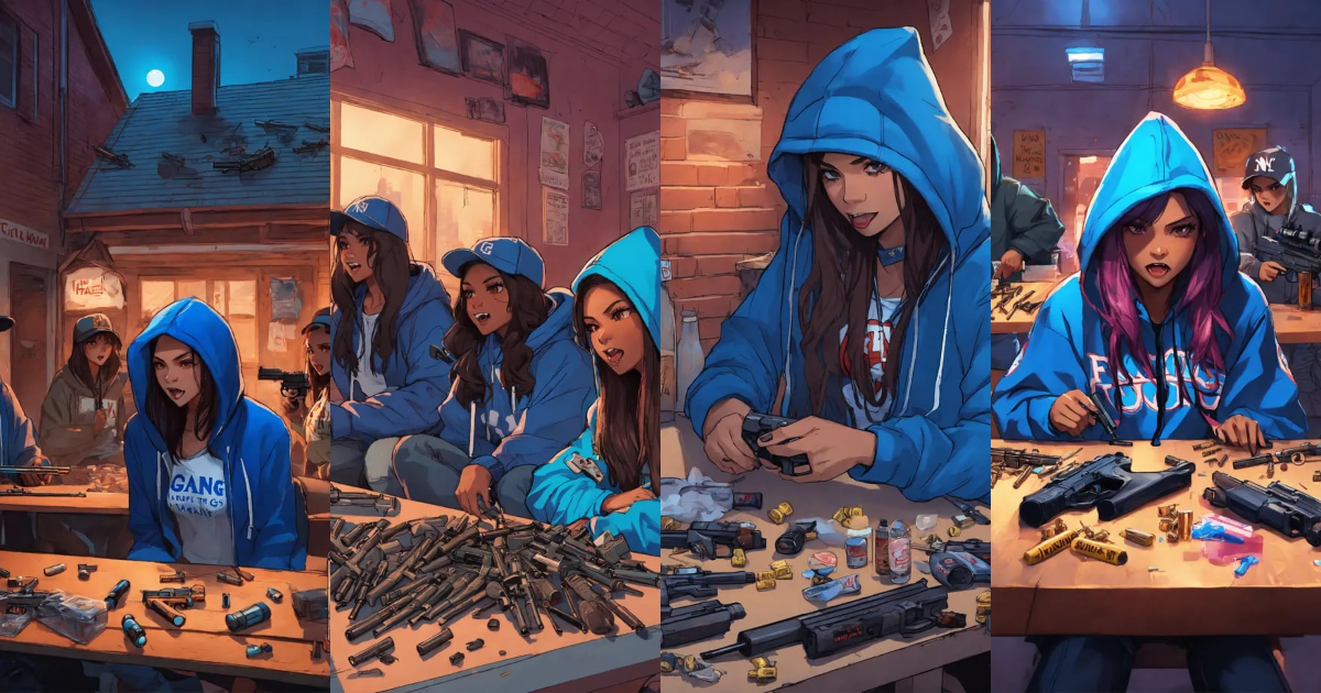 Lexica - Girl Werewolves in hoodies and baseball caps with the words ...