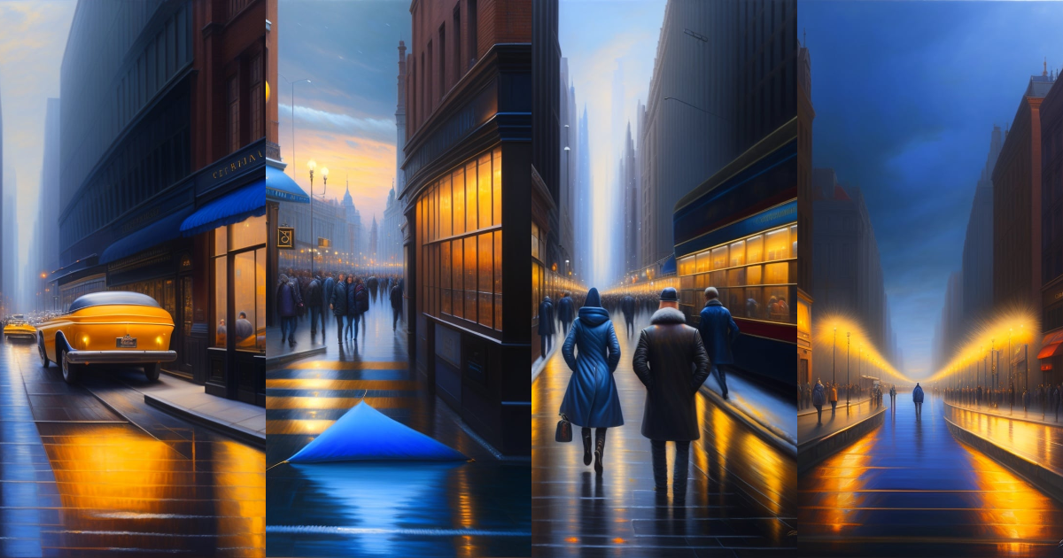 Lexica - Gerrie teuthen, 'people floating over the street', oil on ...