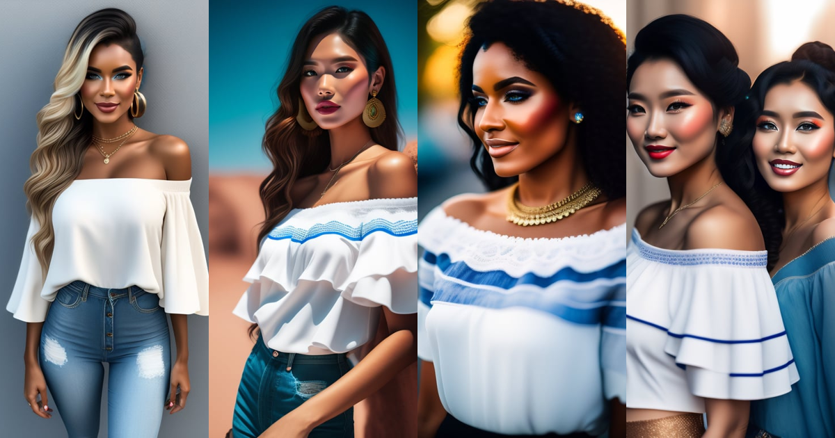Lexica - A white off shoulder tops girl with blue jeans