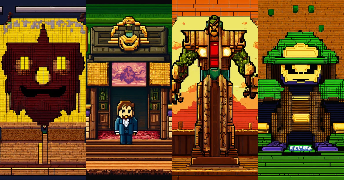 Lexica - 8-bit pixel art of a final boss made of money