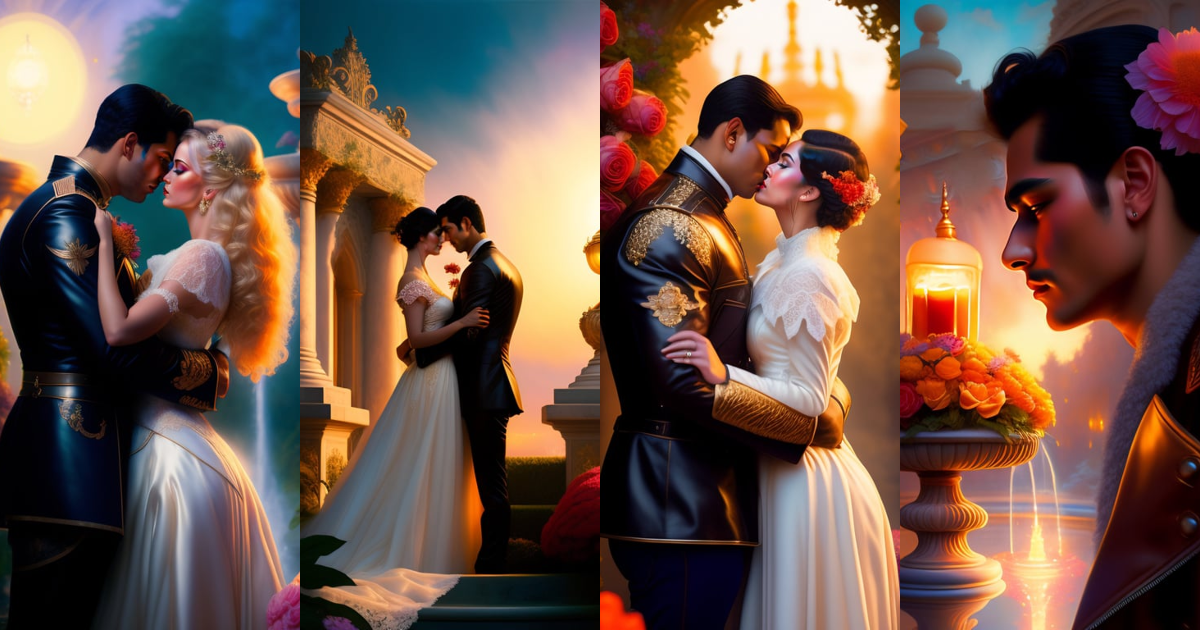Lexica - Painting of a short hair girl and man falling in love, kissing ...