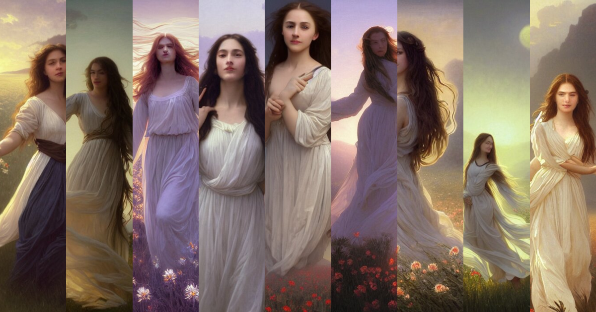 Lexica - Oil painting portrait of a young woman with long flowing hair ...