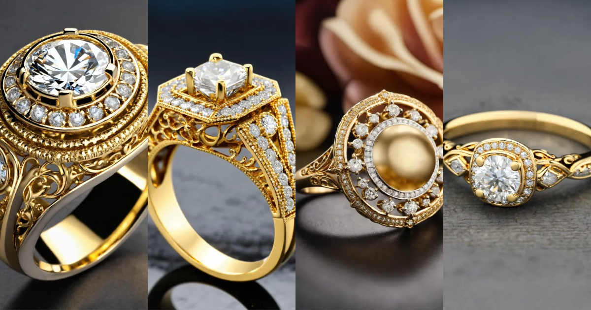 Lexica - Jewellery design, victorian style, Create diamond gold ring ...