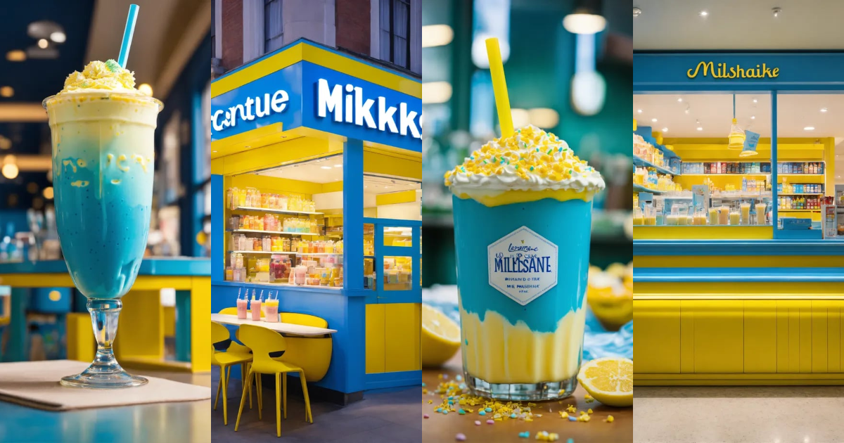 Lexica - Department store as a milkshake drink blue and yellow colors ...
