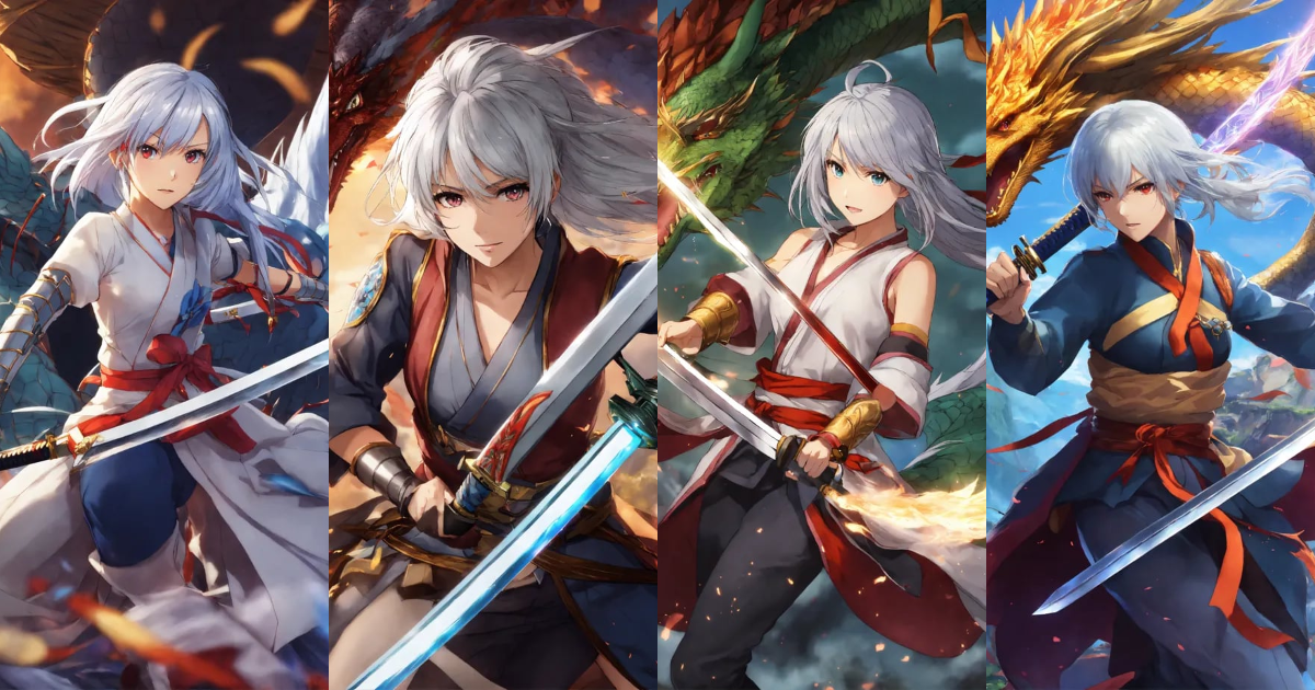 Lexica - An anime character with silver hair engages in a high-flying ...