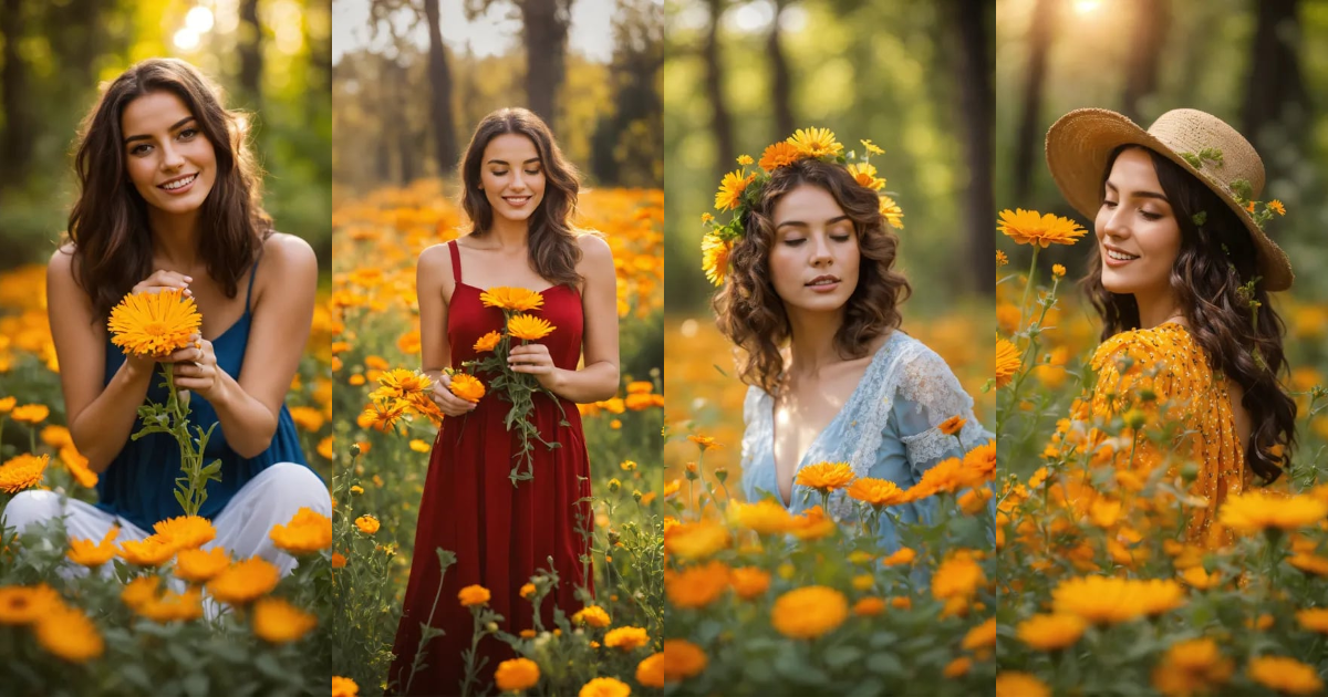 BOXOB 5 Ghirlande Di Fiori Di Calendula Artificiali 150cm - Arancioni E Gialli Per Decorazioni Feste - 5