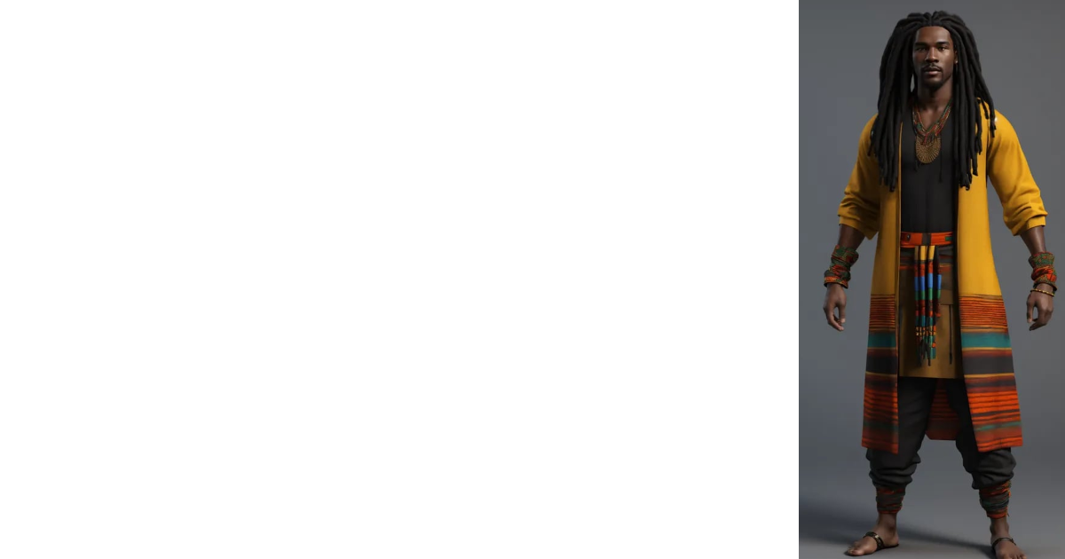 Lexica - 3d render of a Black man with long flowing dreadlocks, 6'5 ...