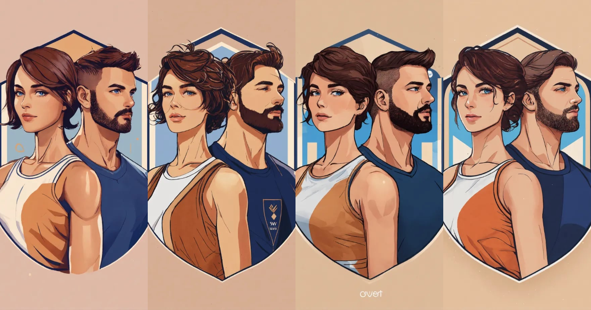 Lexica - Logo, illustration, couple hétéro, couple sportif, élégant ...