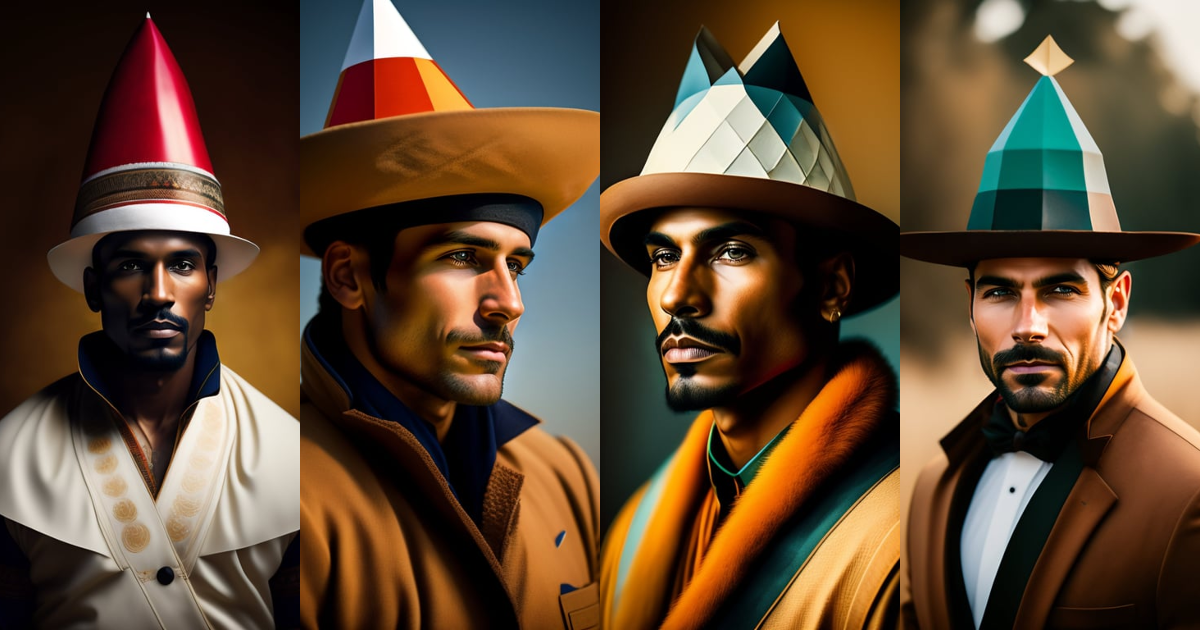 Lexica - Photo of loba man with paper hat