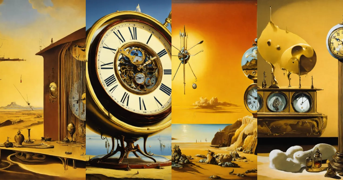 Lexica Surrealism of Salvador Dali's melting clocks.