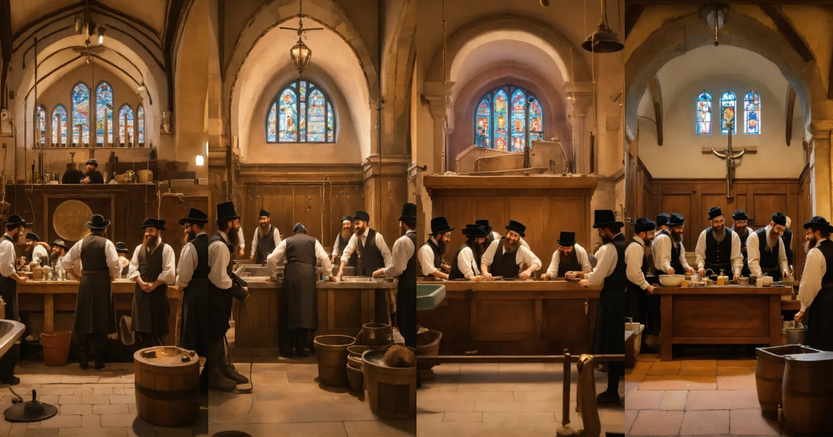 Lexica Repairs in the sink of a Jewish synagogue, in the background a