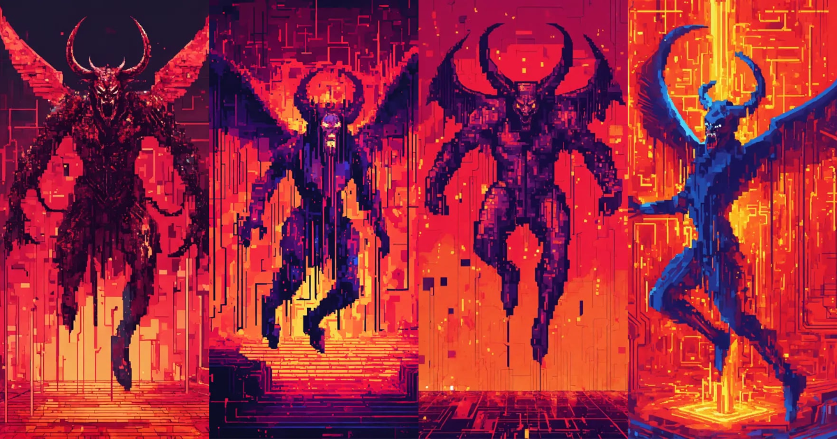 Lexica - Weeping satan jumping into artificial intelligence interface ...