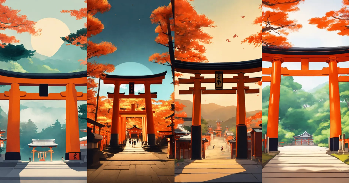 Lexica - An animation-style image of the Senbon torii gates of the ...