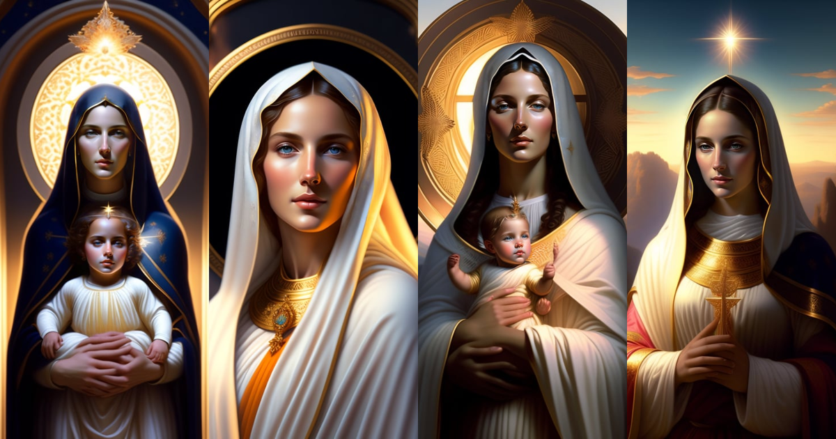 Lexica - Virgin mary mother of jesus full body with beautiful robe and ...