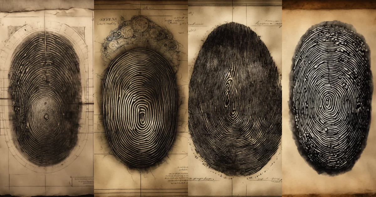 Lexica - A greyscale sketch of a fingerprint on a ancient sheet of ...
