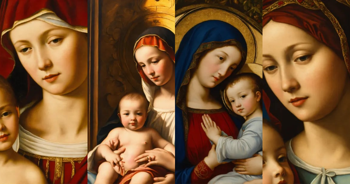 Lexica - Renaissance oil painting portrait of mother mary and child