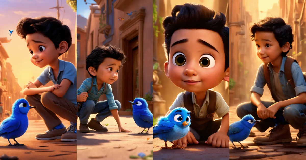Lexica - Pixar animation of 8 year old Benjamin Bratt with a small ...