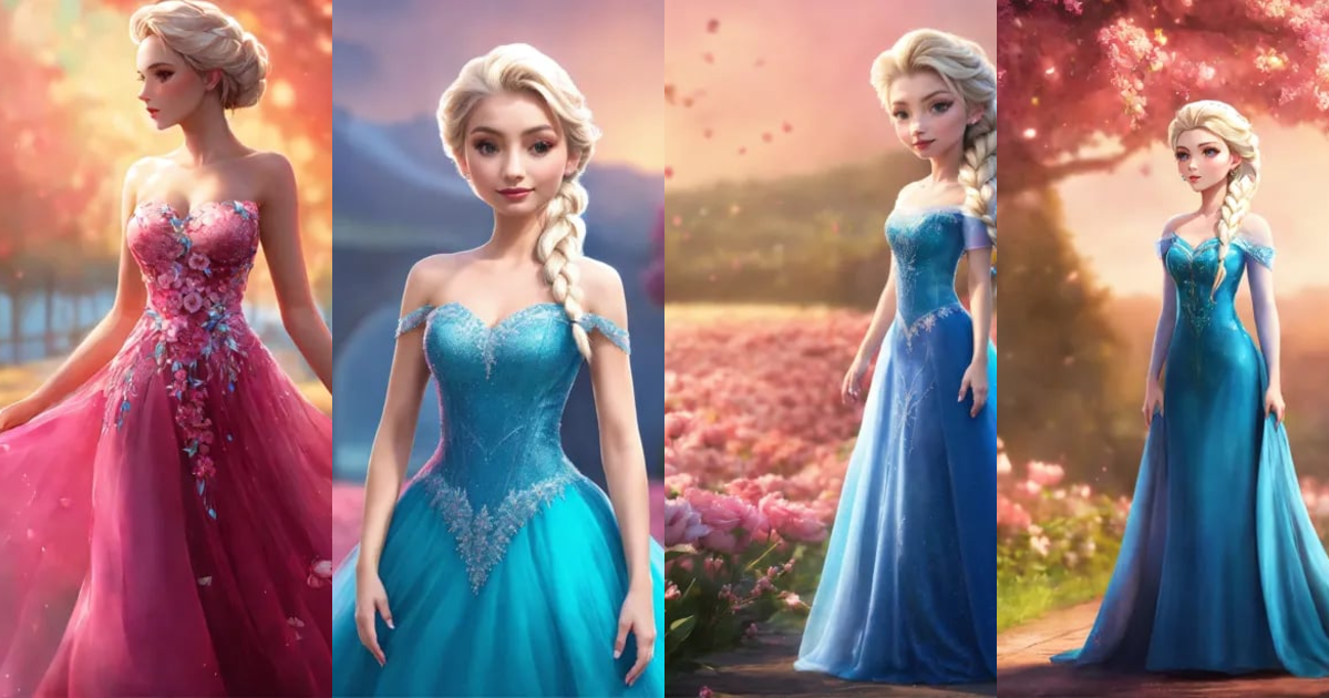 Lexica - Elsa, com vestido cor rosa florido, imagem de corpo inteiro ...