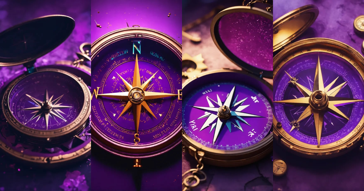 Lexica - A little broken compass, purple theme, 8k