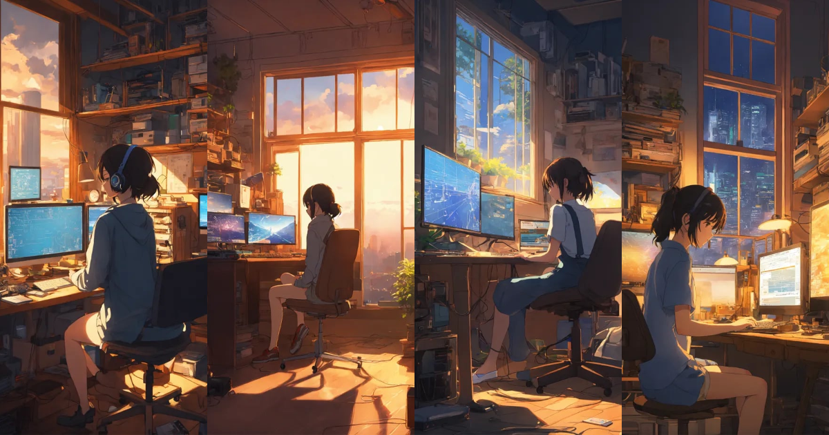 Lexica - Create a high resolution artwork of Anime Girl is programming ...