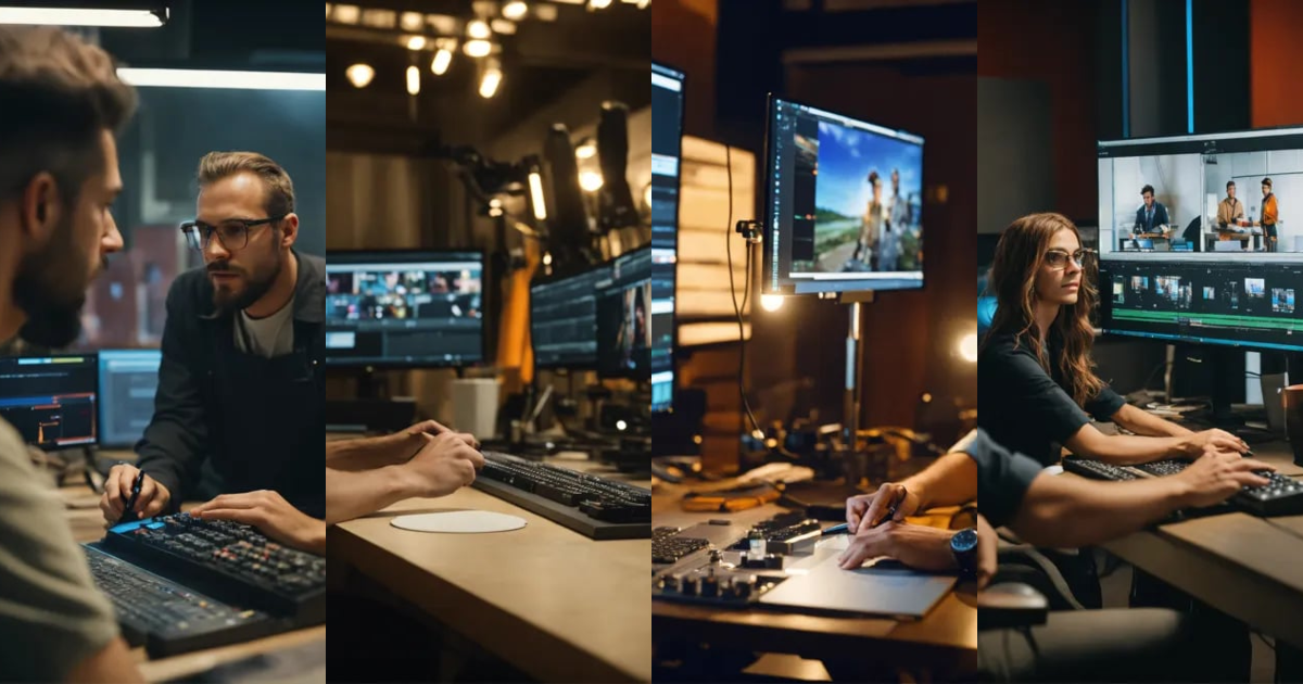 Lexica - Film studio. two different people an editor and a director are ...