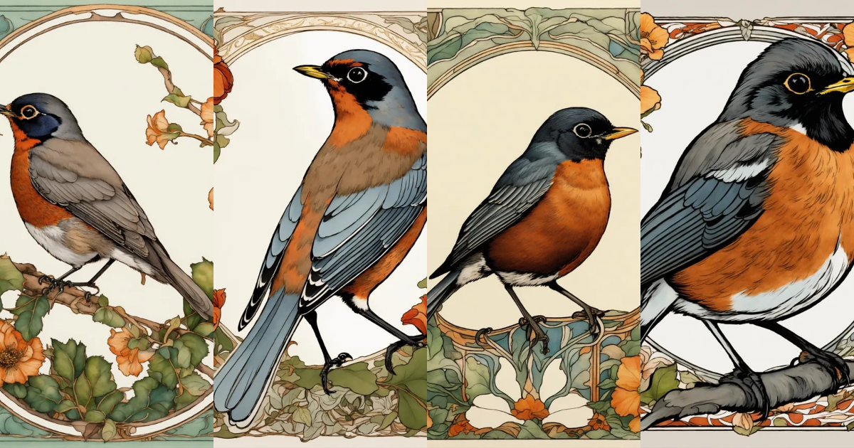 Lexica - Ultra detailed colored ink illustration of an American Robin ...