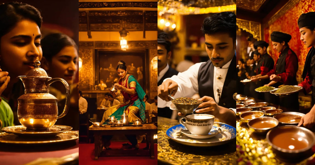 Lexica - Skilled servers pour Chai tea from one cup to another cup in a ...