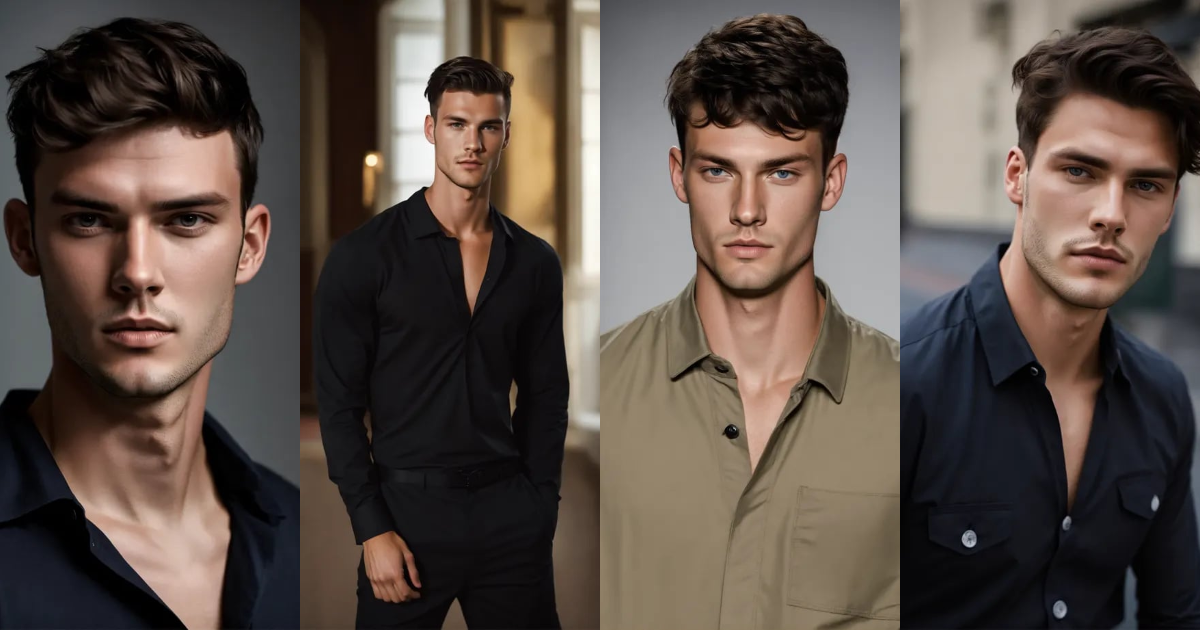 Lexica - Male model bram valbracht with short dark hair looking into ...