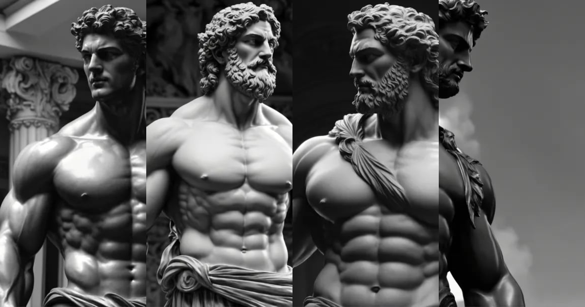 Lexica Greek statue strong man standing with wicked smirk sideways